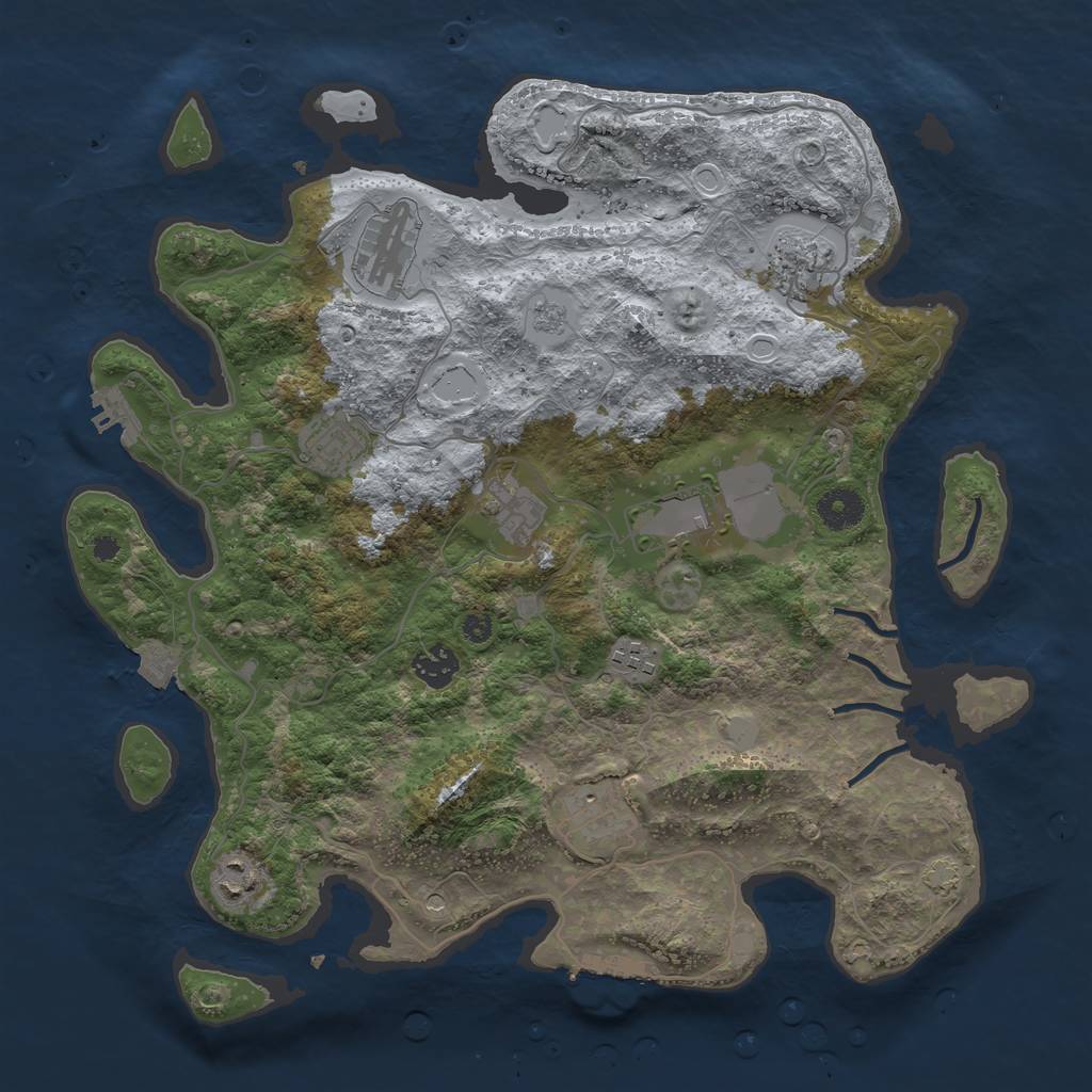 Rust Map: Procedural Map, Size: 3750, Seed: 344835655, 17 Monuments