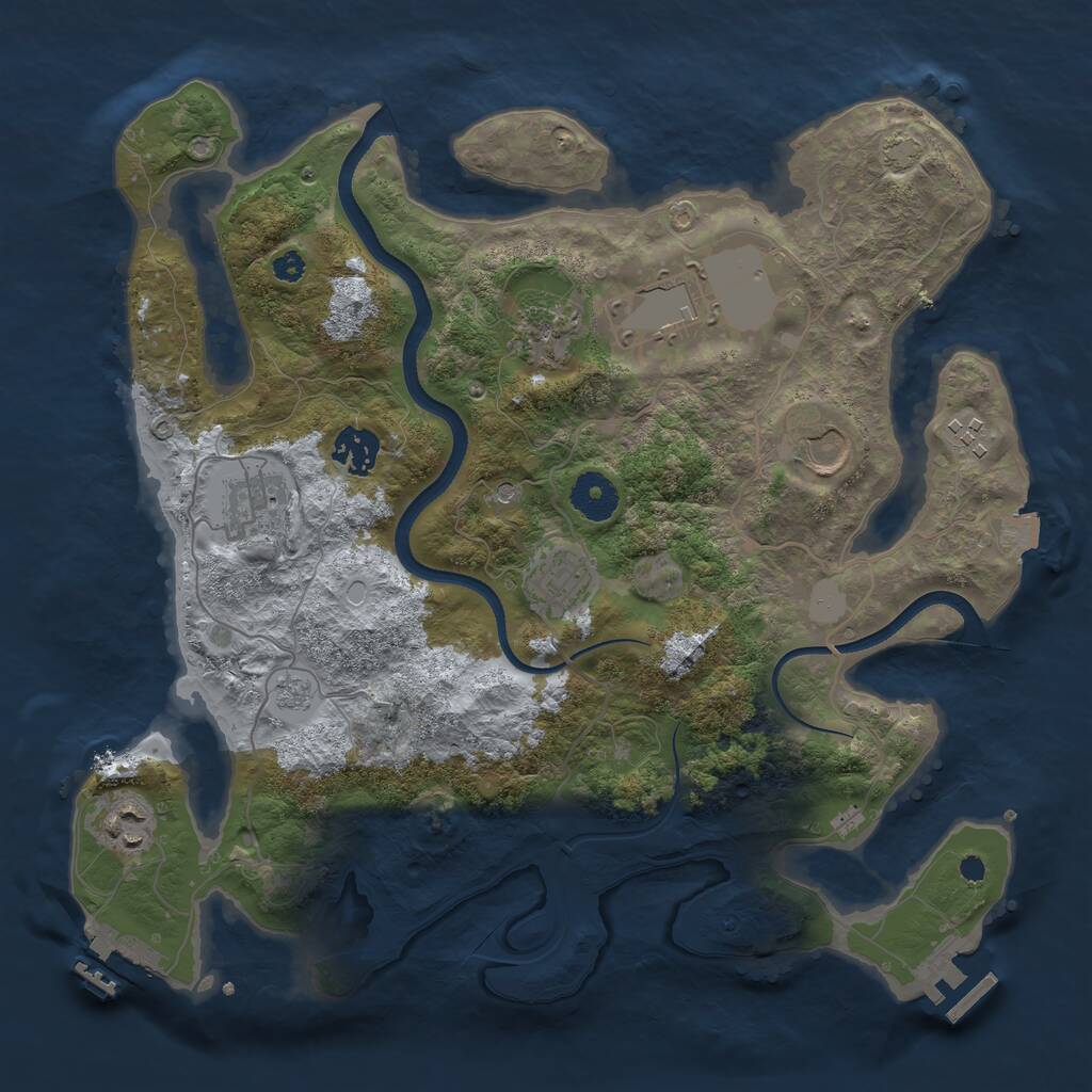 Rust Map: Procedural Map, Size: 3500, Seed: 627309532, 14 Monuments
