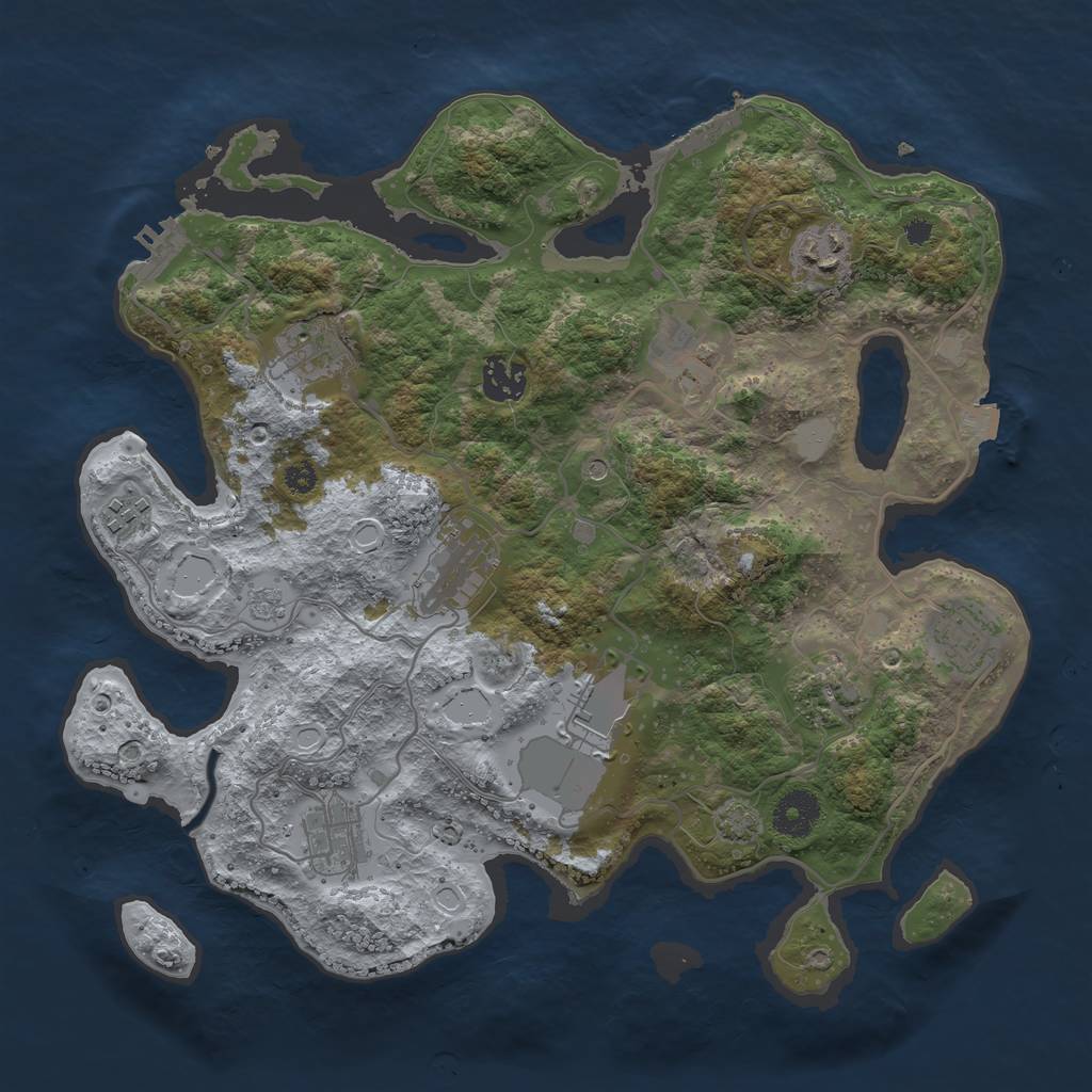 Rust Map: Procedural Map, Size: 3500, Seed: 20819562, 18 Monuments