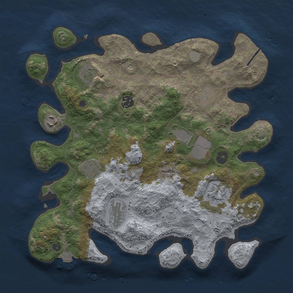 Rust Map: Procedural Map, Size: 3500, Seed: 1902356377, 14 Monuments