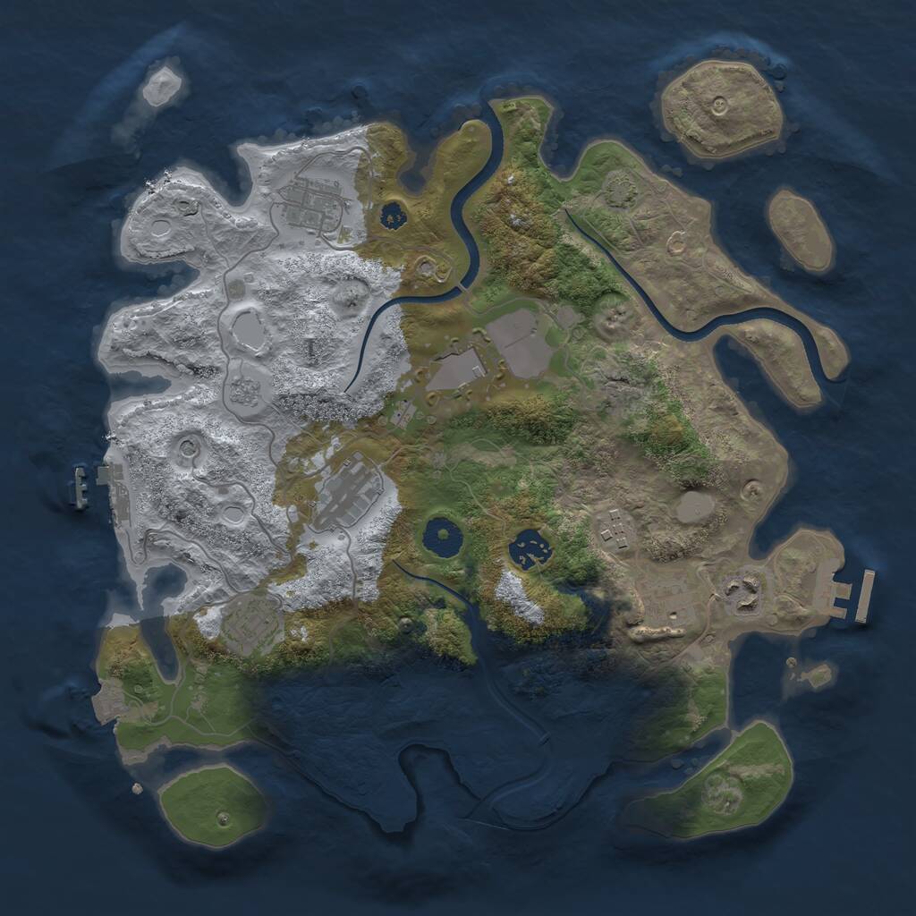 Rust Map: Procedural Map, Size: 3500, Seed: 861775106, 14 Monuments