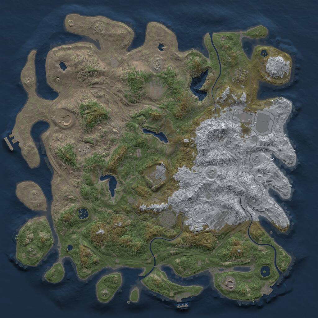 Rust Map: Procedural Map, Size: 4500, Seed: 1242962785, 16 Monuments