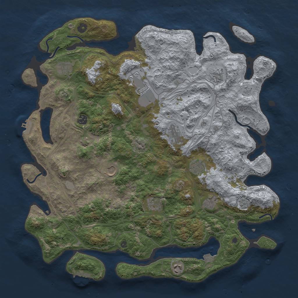 Rust Map: Procedural Map, Size: 4500, Seed: 689541, 19 Monuments