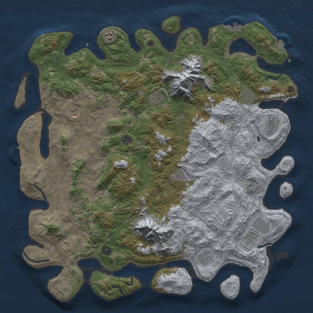 Rust Map: Procedural Map, Size: 5000, Seed: 1244172546, 19 Monuments