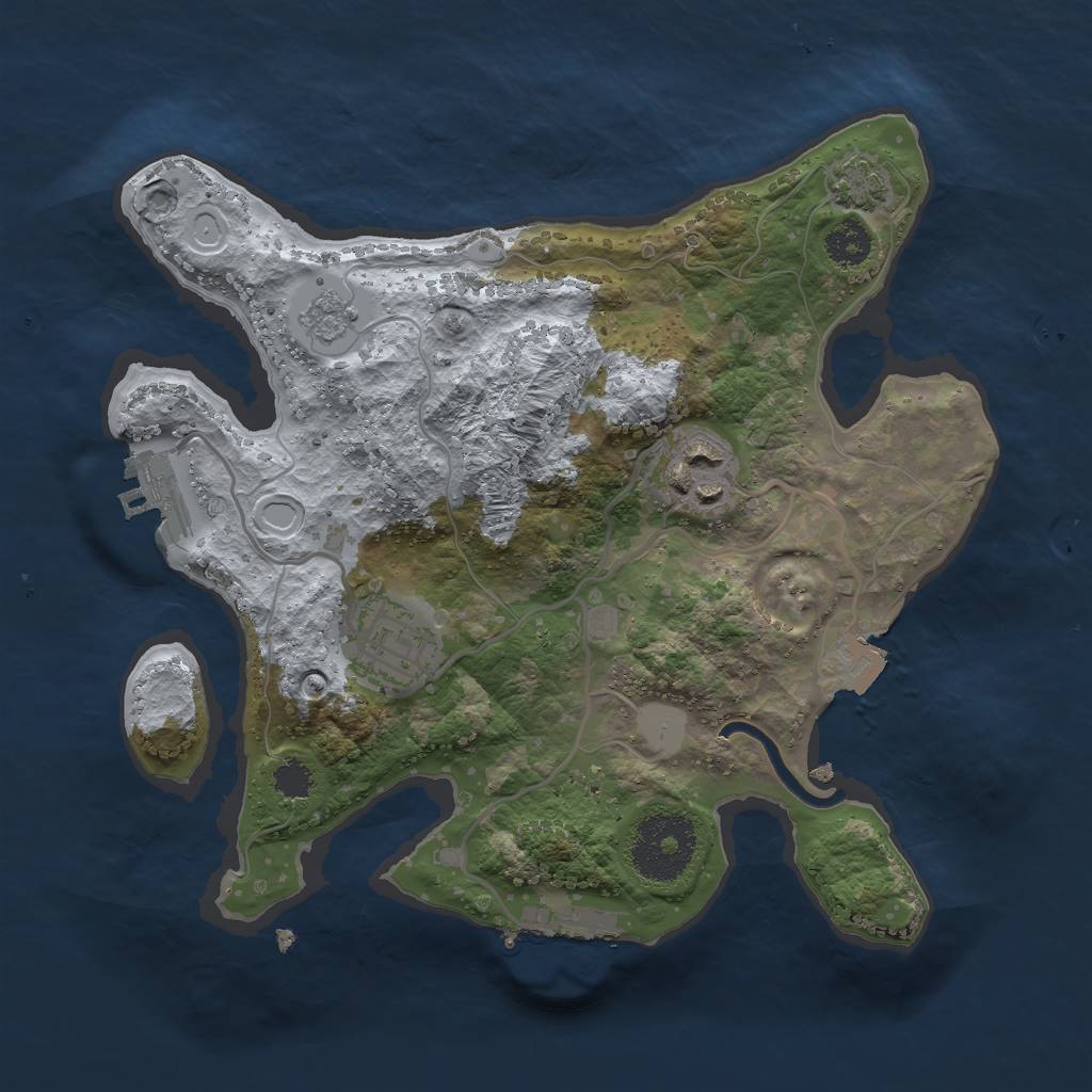 Rust Map: Procedural Map, Size: 2500, Seed: 1854902554, 9 Monuments