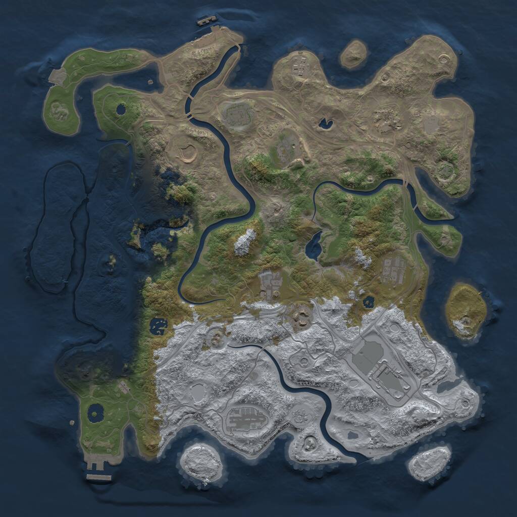 Rust Map: Procedural Map, Size: 4250, Seed: 1306232896, 17 Monuments