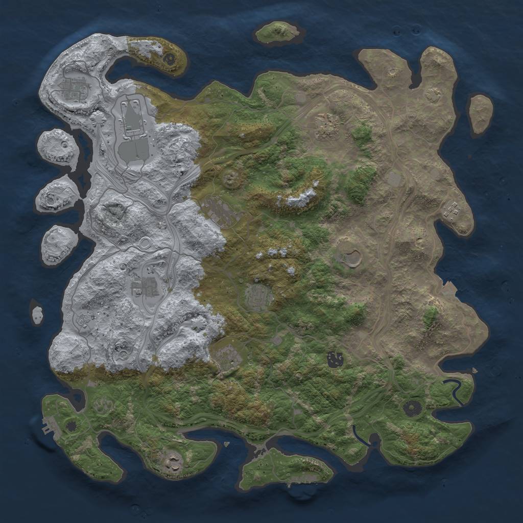 Rust Map: Procedural Map, Size: 4500, Seed: 834842362, 19 Monuments