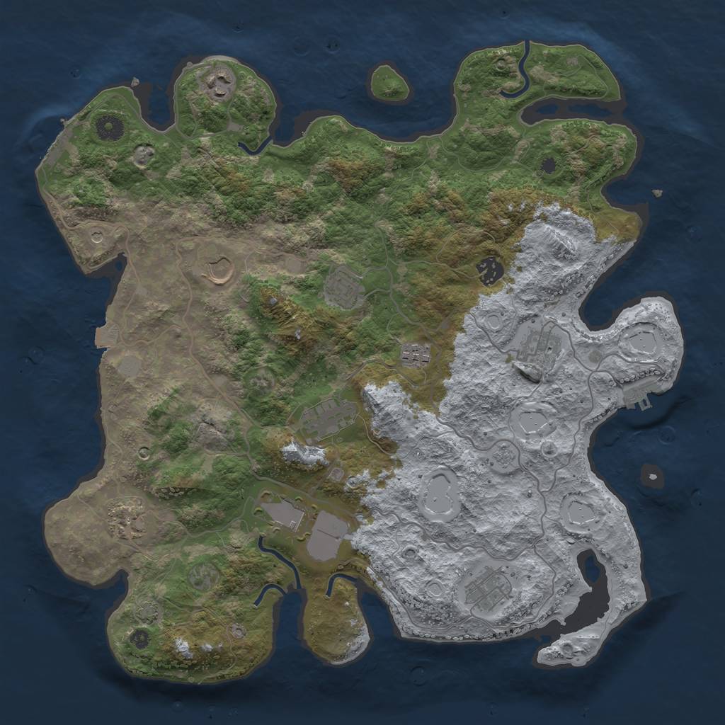 Rust Map: Procedural Map, Size: 4000, Seed: 307115702, 18 Monuments