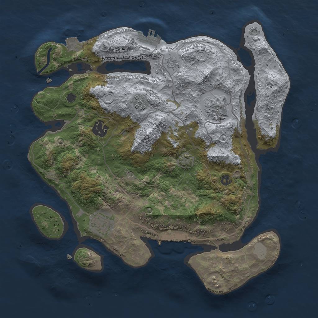 Rust Map: Procedural Map, Size: 3000, Seed: 725015848, 12 Monuments