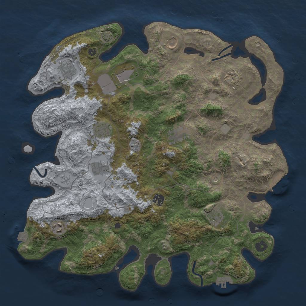Rust Map: Procedural Map, Size: 4000, Seed: 603470041, 19 Monuments