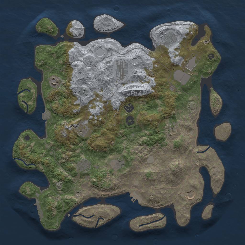Rust Map: Procedural Map, Size: 4000, Seed: 7324635, 19 Monuments