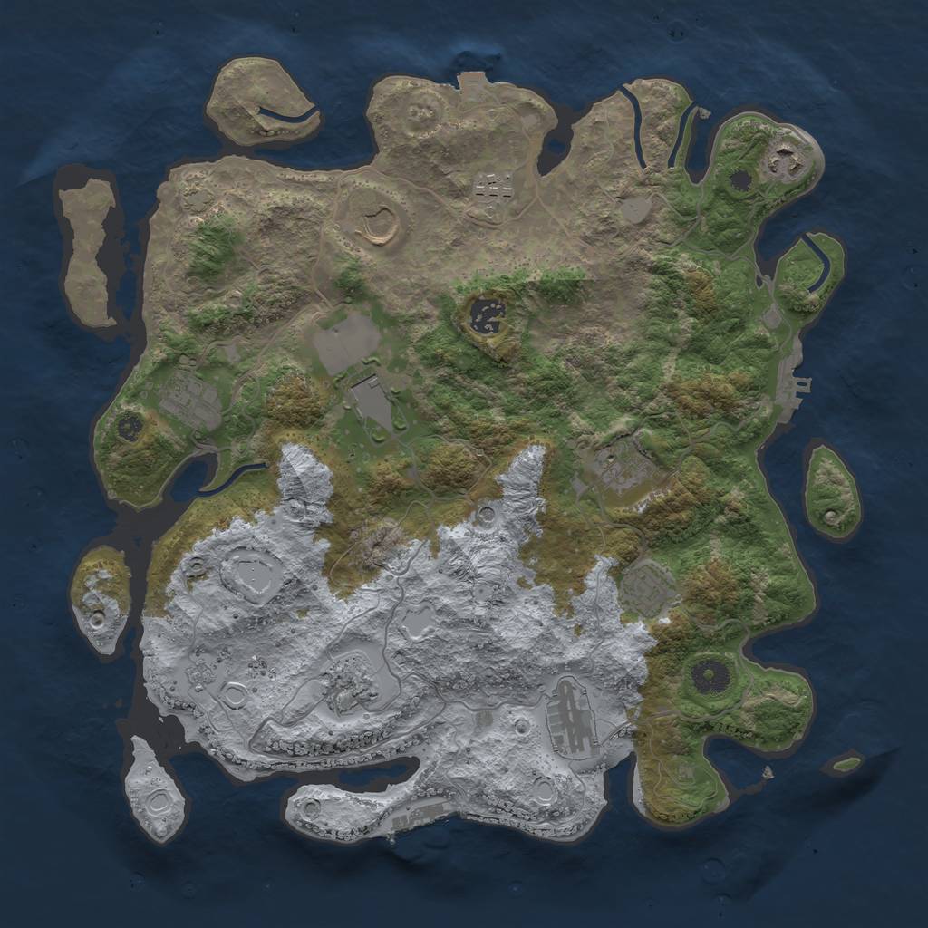 Rust Map: Procedural Map, Size: 3800, Seed: 35863741, 18 Monuments