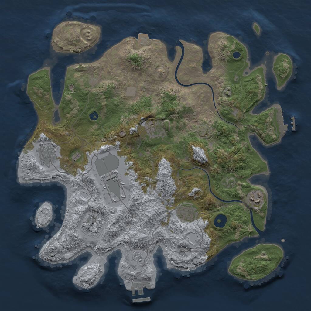 Rust Map: Procedural Map, Size: 3500, Seed: 1005480379, 12 Monuments