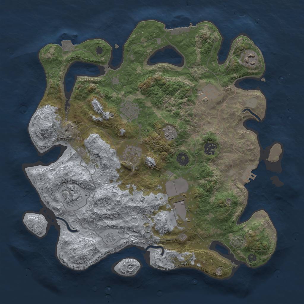 Rust Map: Procedural Map, Size: 3500, Seed: 1025924086, 16 Monuments