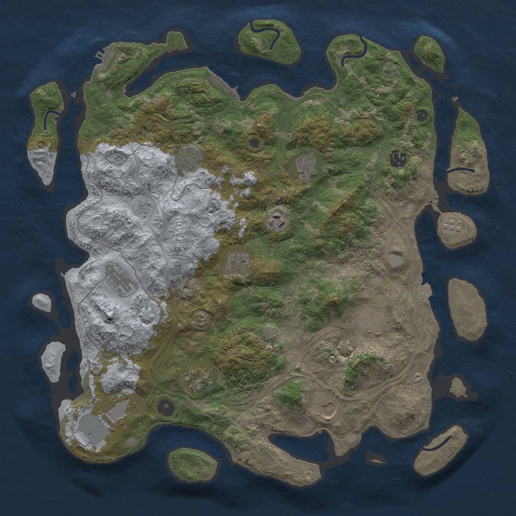 Rust Map: Procedural Map, Size: 4500, Seed: 69085927, 19 Monuments
