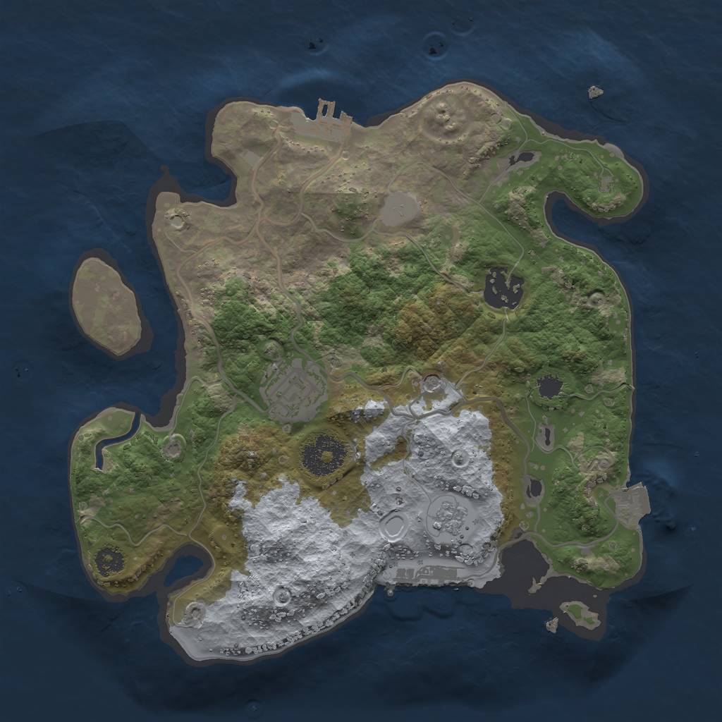 Rust Map: Procedural Map, Size: 2600, Seed: 45645187, 9 Monuments