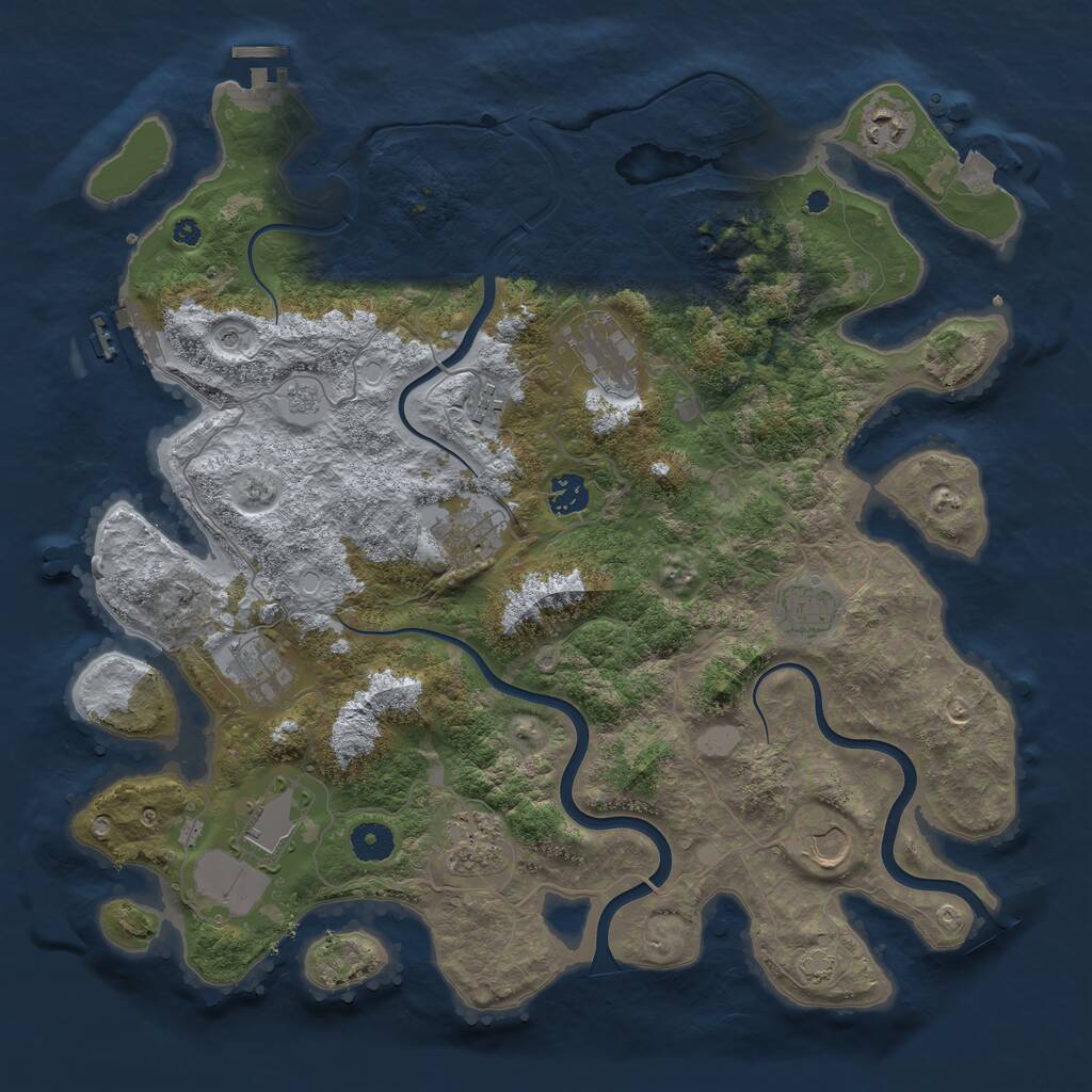 Rust Map: Procedural Map, Size: 3987, Seed: 4157, 16 Monuments