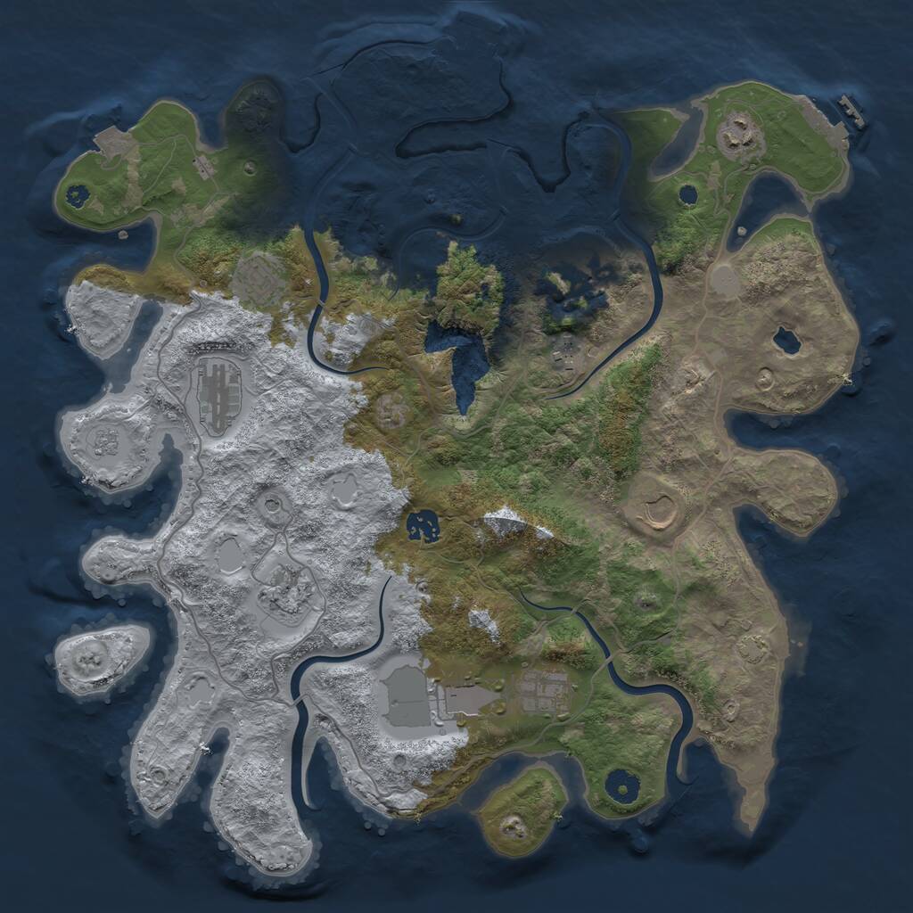 Rust Map: Procedural Map, Size: 4000, Seed: 20883, 16 Monuments