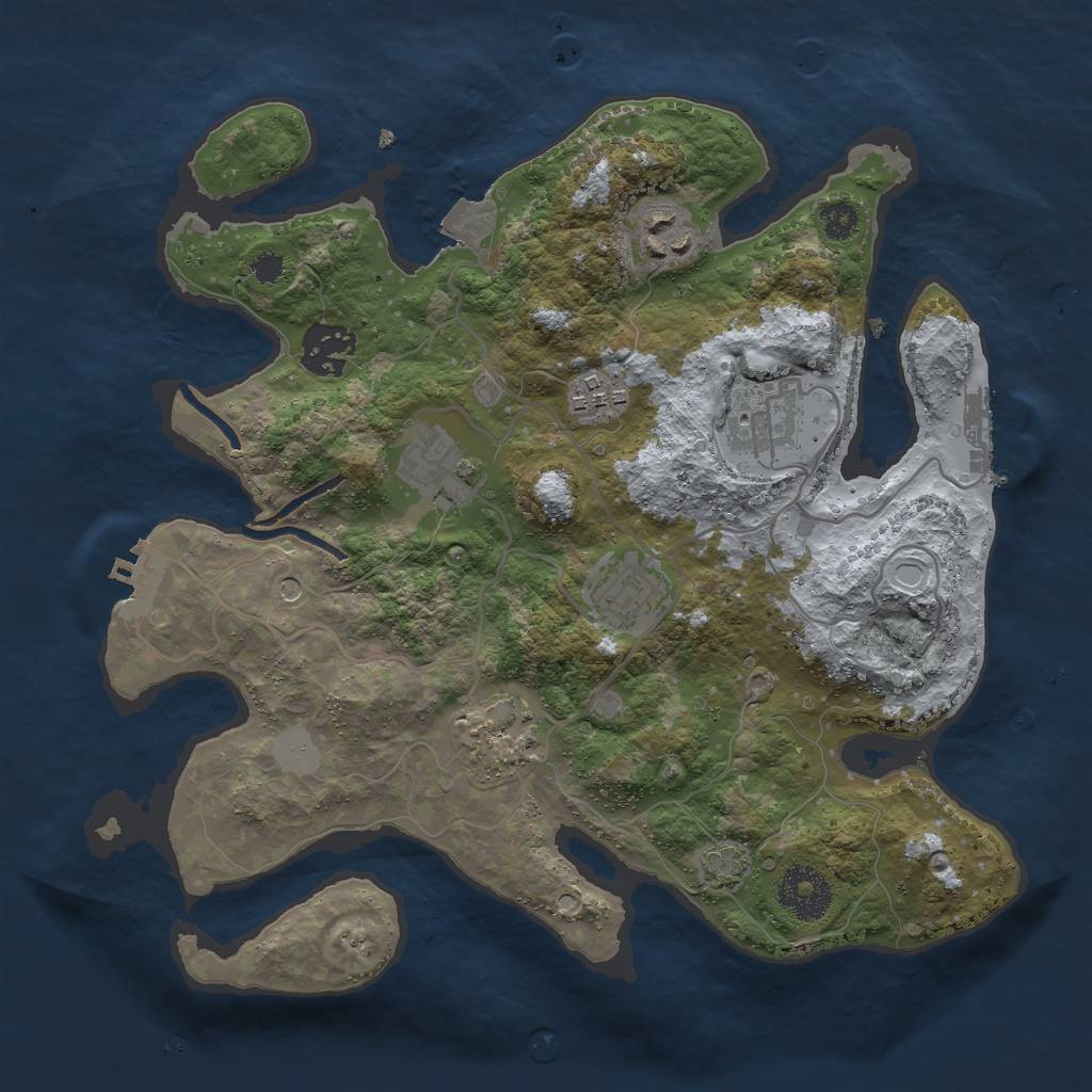 Rust Map: Procedural Map, Size: 3000, Seed: 1766189068, 14 Monuments