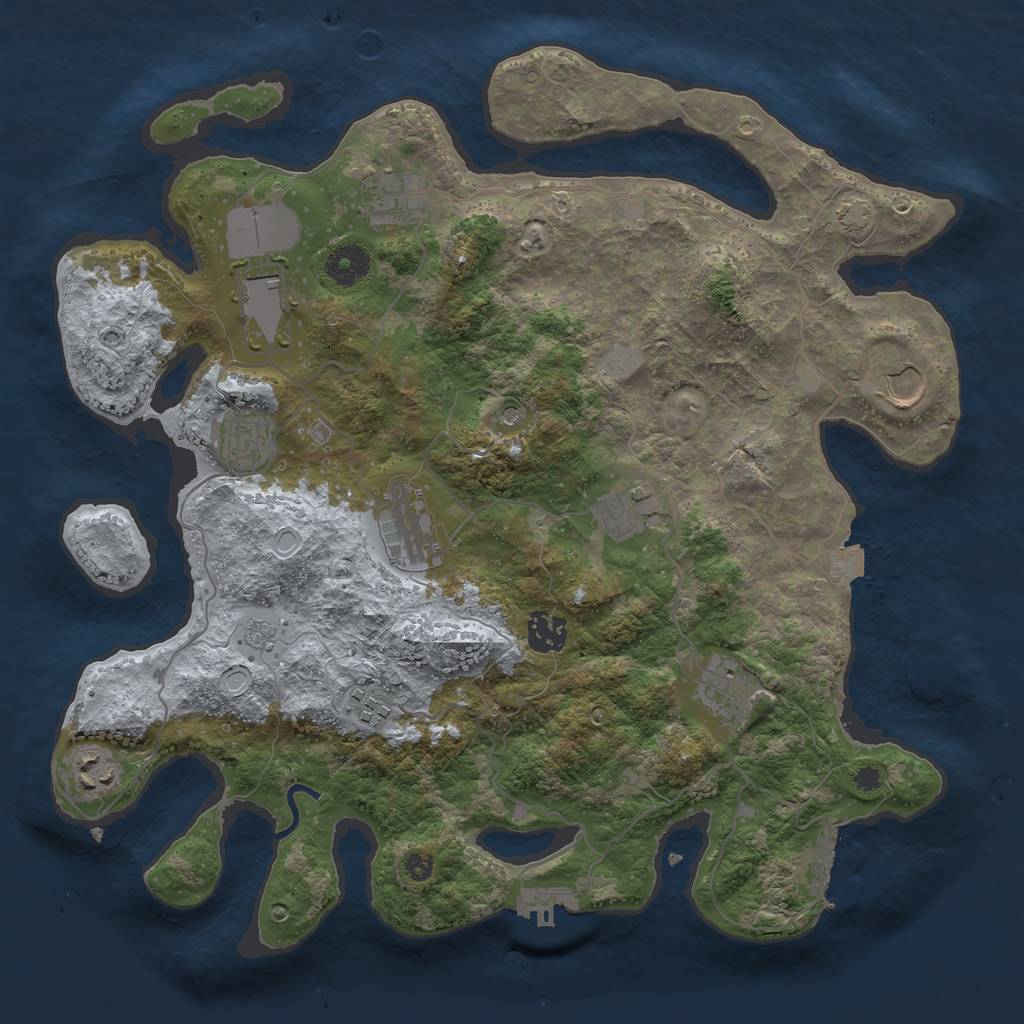 Rust Map: Procedural Map, Size: 3650, Seed: 1767029927, 18 Monuments