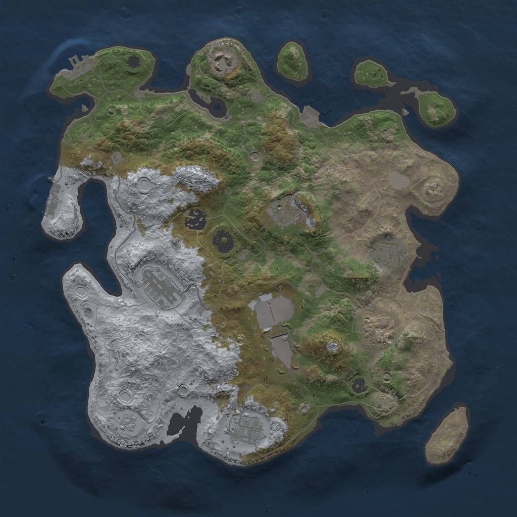 Rust Map: Procedural Map, Size: 3550, Seed: 2535745, 16 Monuments