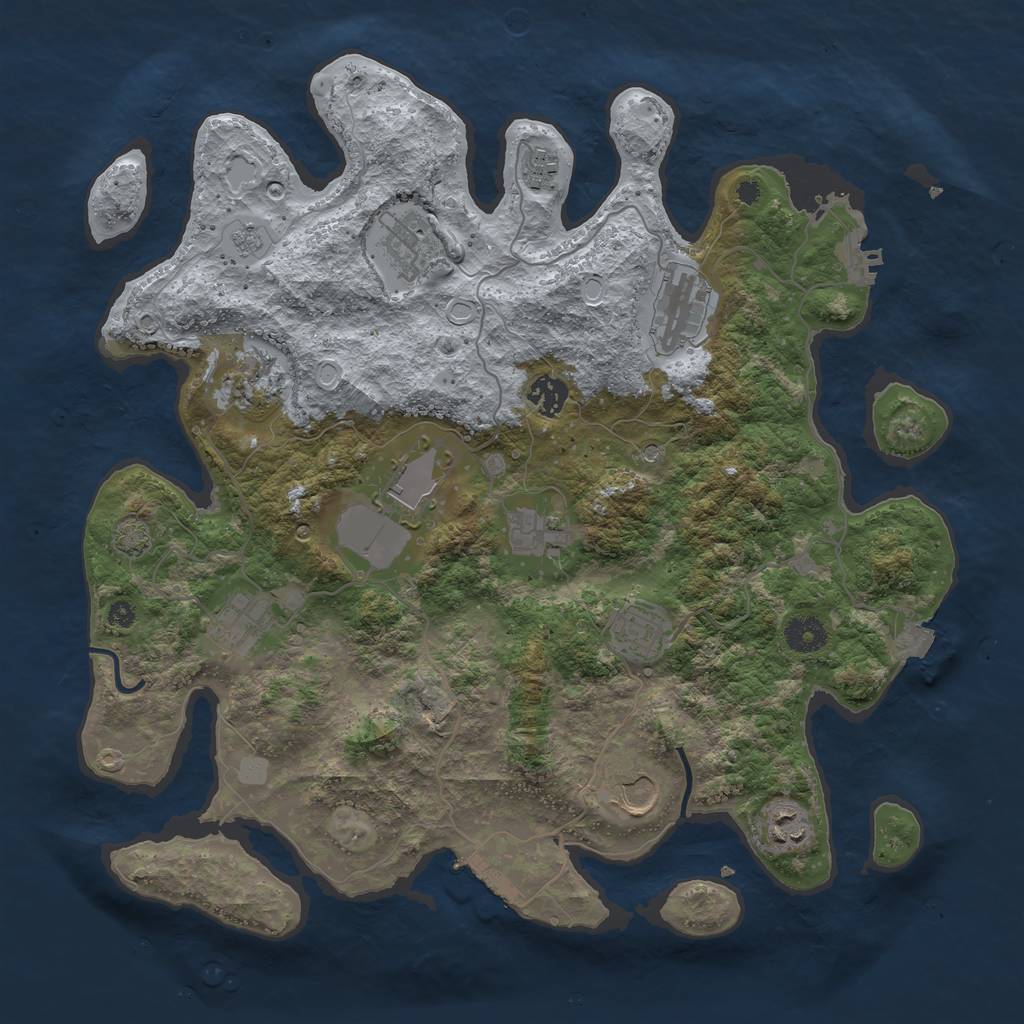 Rust Map: Procedural Map, Size: 3850, Seed: 31542034, 19 Monuments