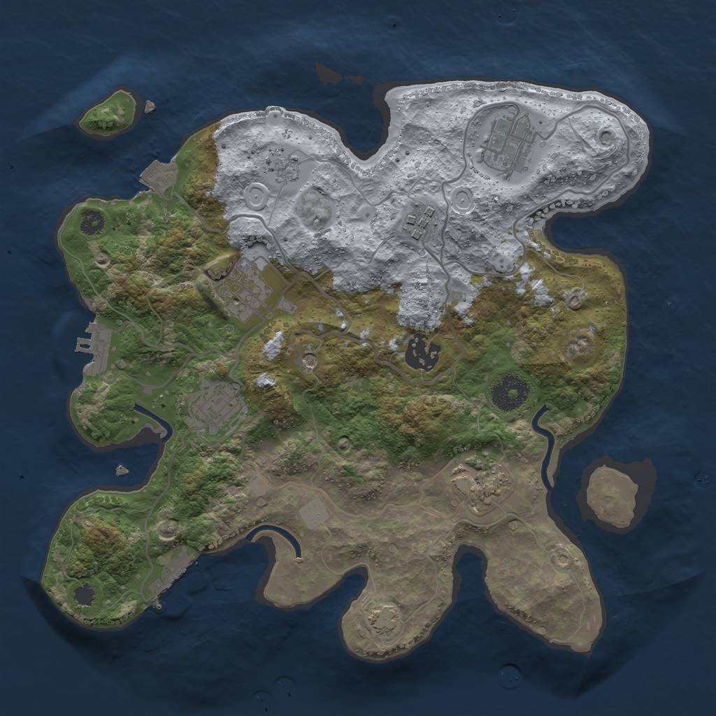 Rust Map: Procedural Map, Size: 3000, Seed: 870645078, 14 Monuments