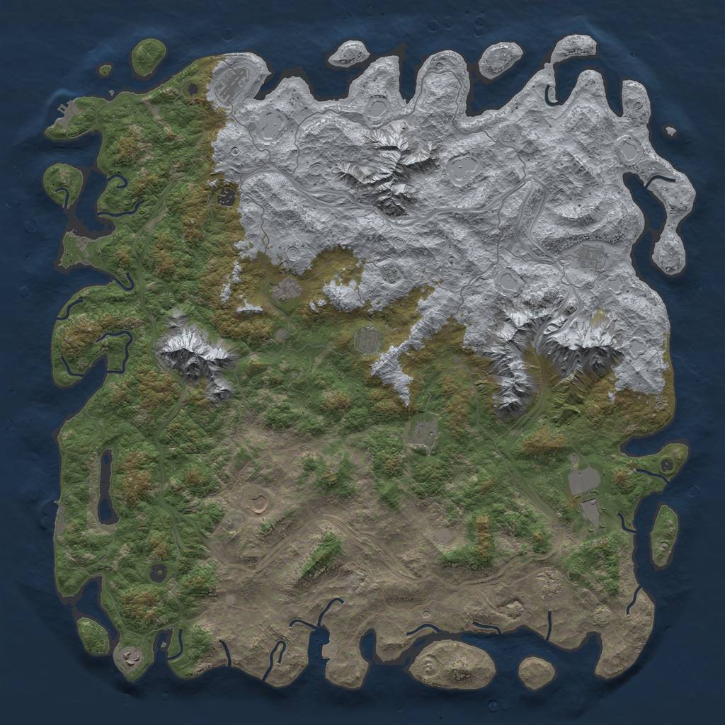 Rust Map: Procedural Map, Size: 6000, Seed: 860089984, 19 Monuments