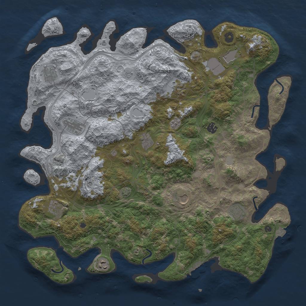 Rust Map: Procedural Map, Size: 4500, Seed: 1361921994, 18 Monuments