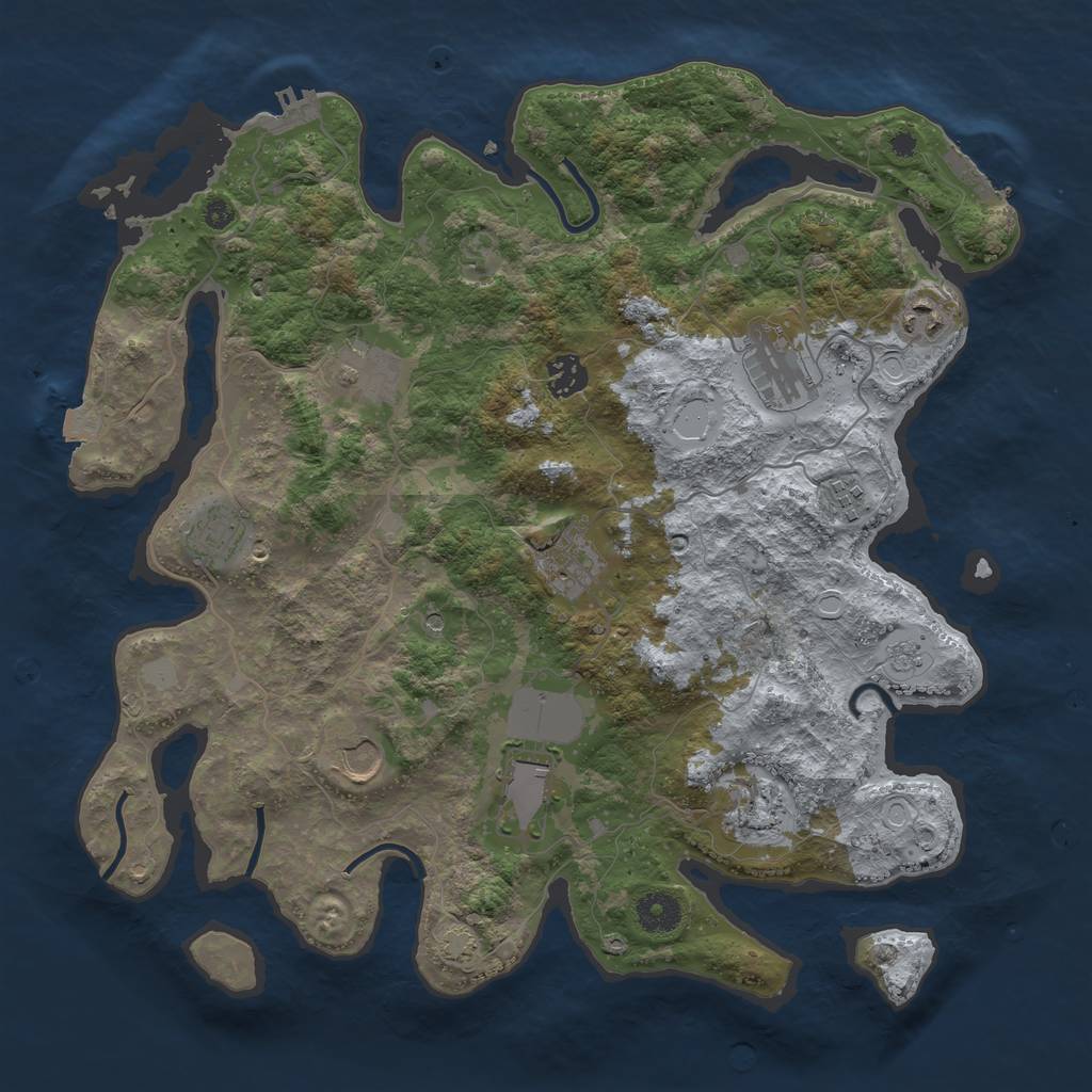 Rust Map: Procedural Map, Size: 3800, Seed: 1987198512, 18 Monuments
