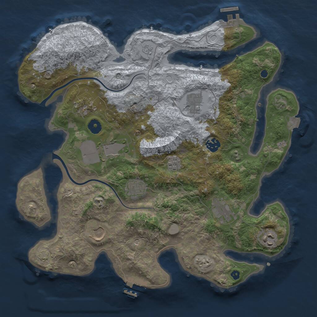 Rust Map: Procedural Map, Size: 3500, Seed: 727026253, 15 Monuments