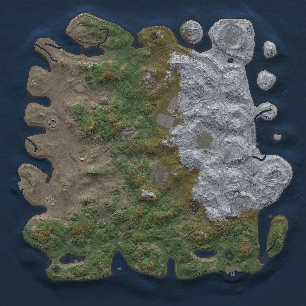 Rust Map: Procedural Map, Size: 4500, Seed: 2052163571, 18 Monuments