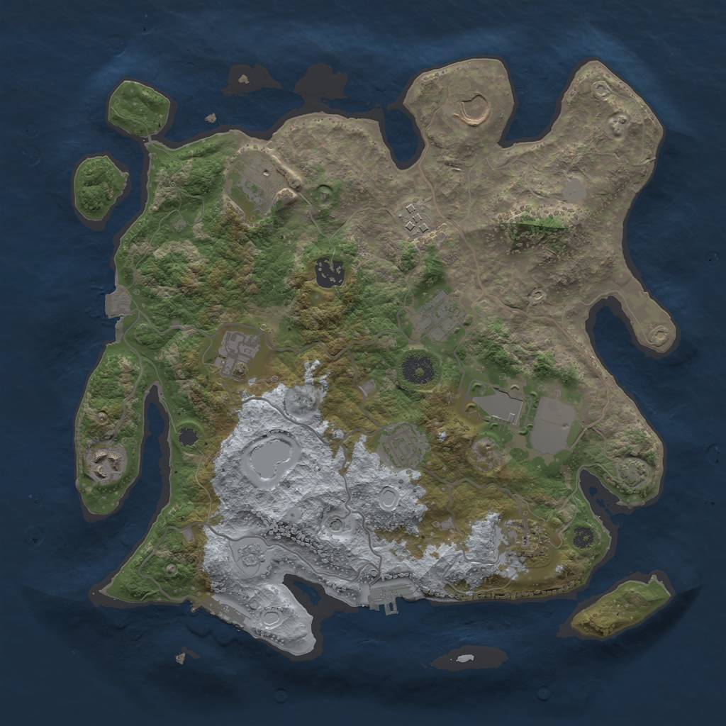 Rust Map: Procedural Map, Size: 3500, Seed: 1315854683, 18 Monuments
