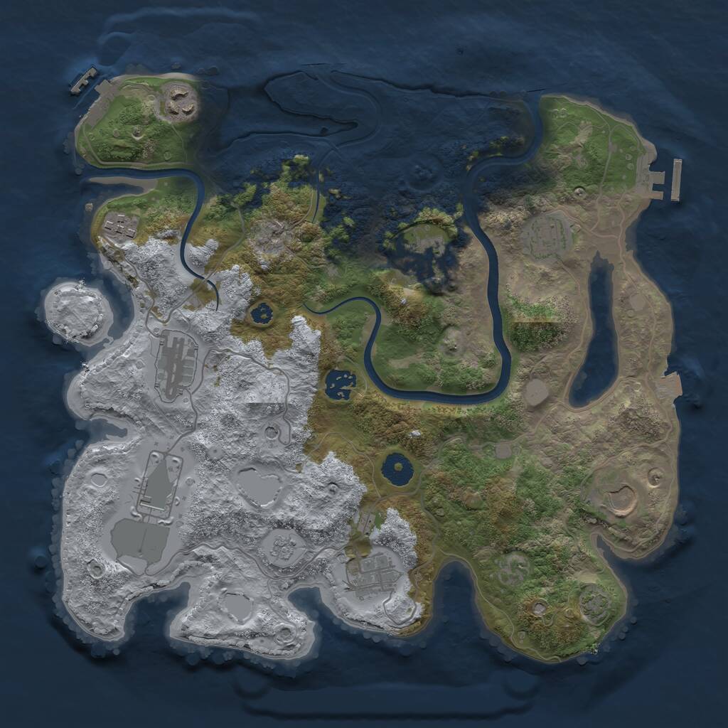 Rust Map: Procedural Map, Size: 3500, Seed: 1443804647, 15 Monuments