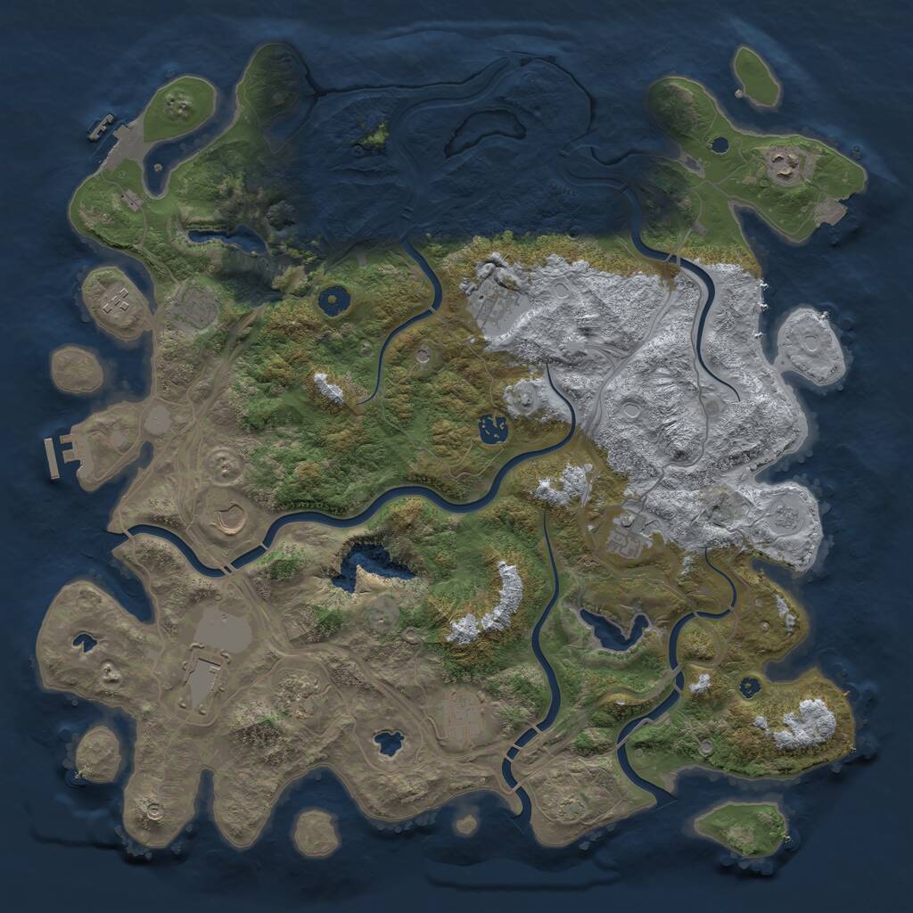 Rust Map: Procedural Map, Size: 4500, Seed: 372537600, 16 Monuments