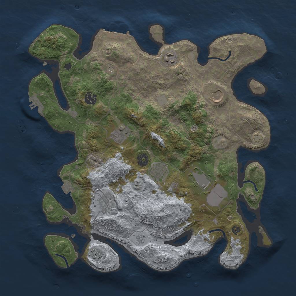Rust Map: Procedural Map, Size: 3550, Seed: 1408638914, 16 Monuments