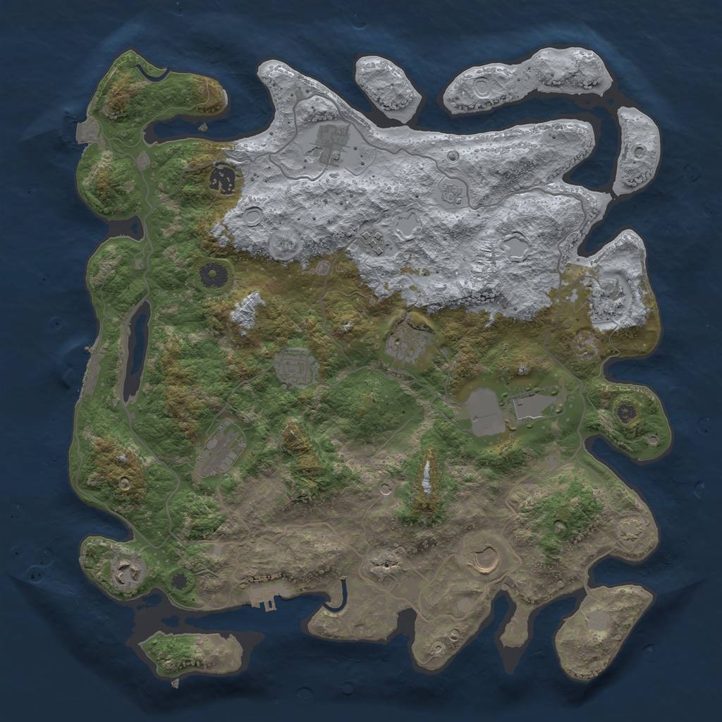 Rust Map: Procedural Map, Size: 4000, Seed: 618984926, 18 Monuments