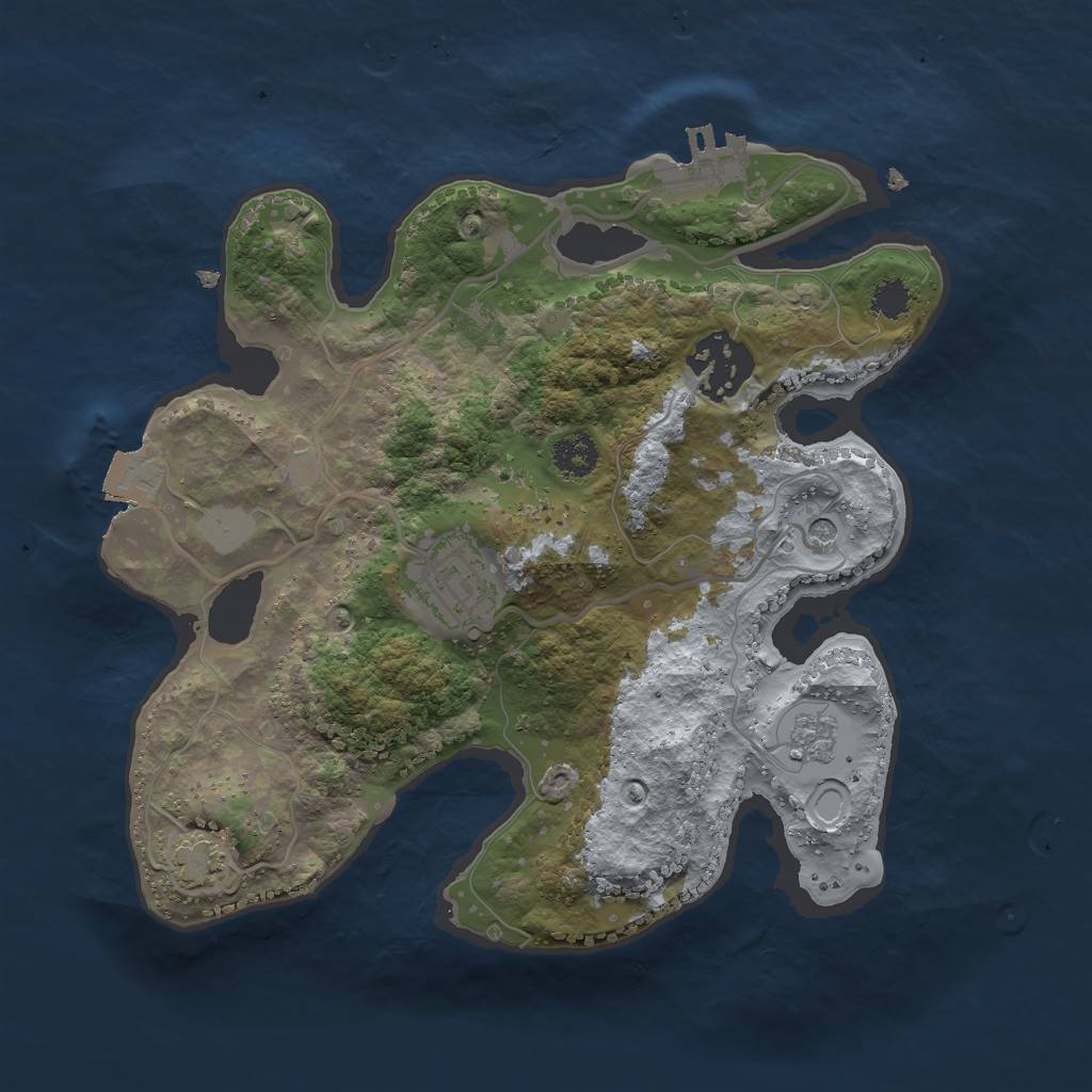 Rust Map: Procedural Map, Size: 2500, Seed: 806873718, 9 Monuments