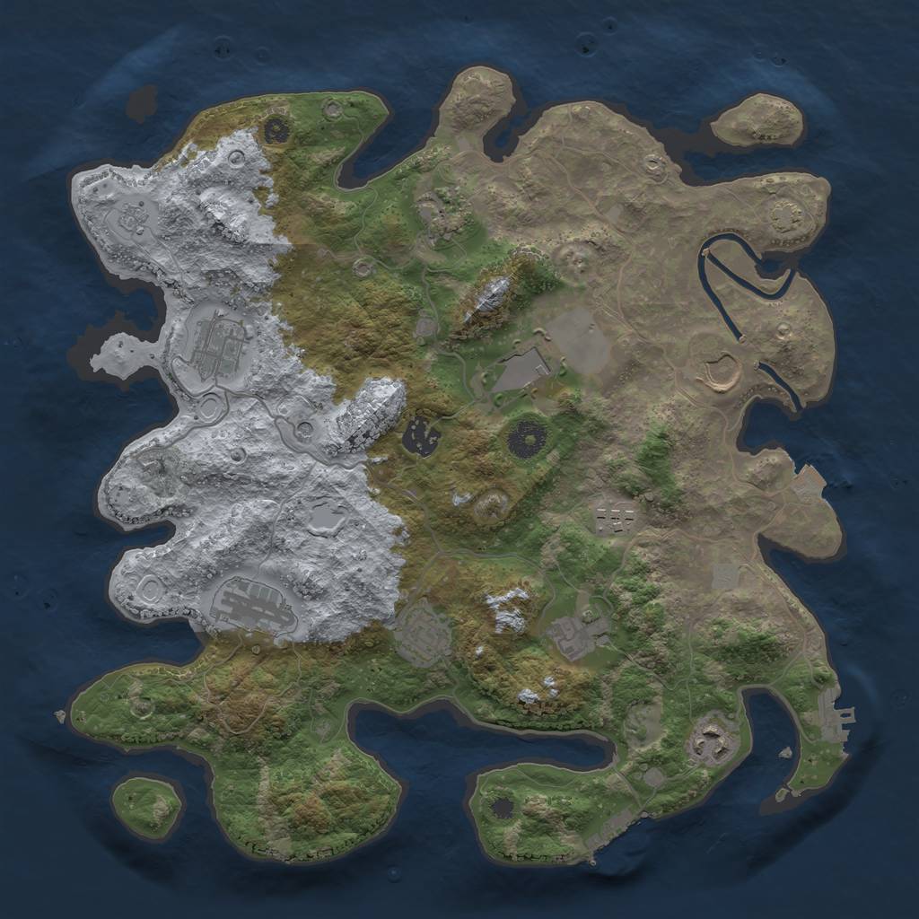 Rust Map: Procedural Map, Size: 3650, Seed: 48540162, 18 Monuments