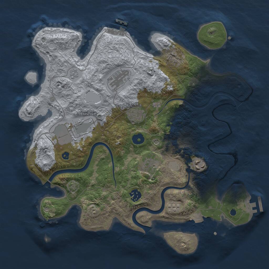 Rust Map: Procedural Map, Size: 3500, Seed: 607747971, 13 Monuments