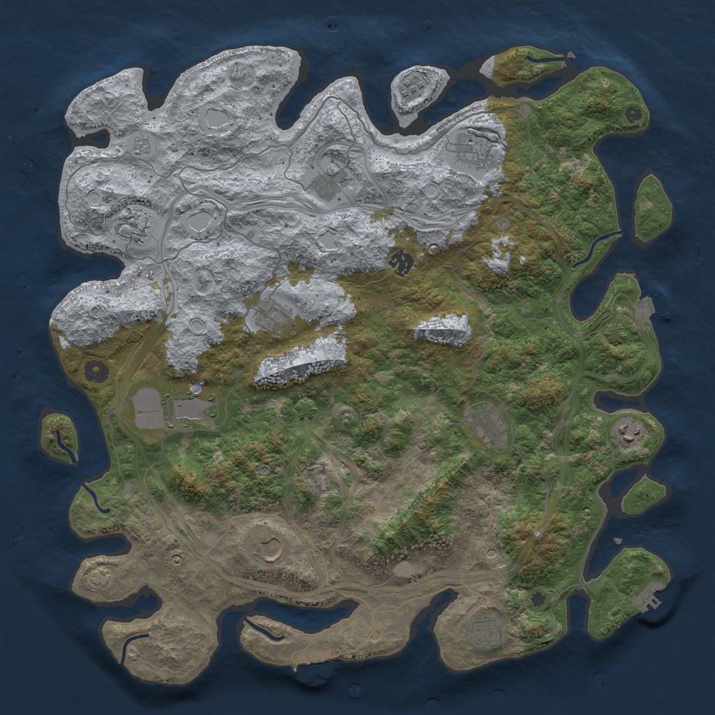 Rust Map: Procedural Map, Size: 4500, Seed: 302064207, 19 Monuments