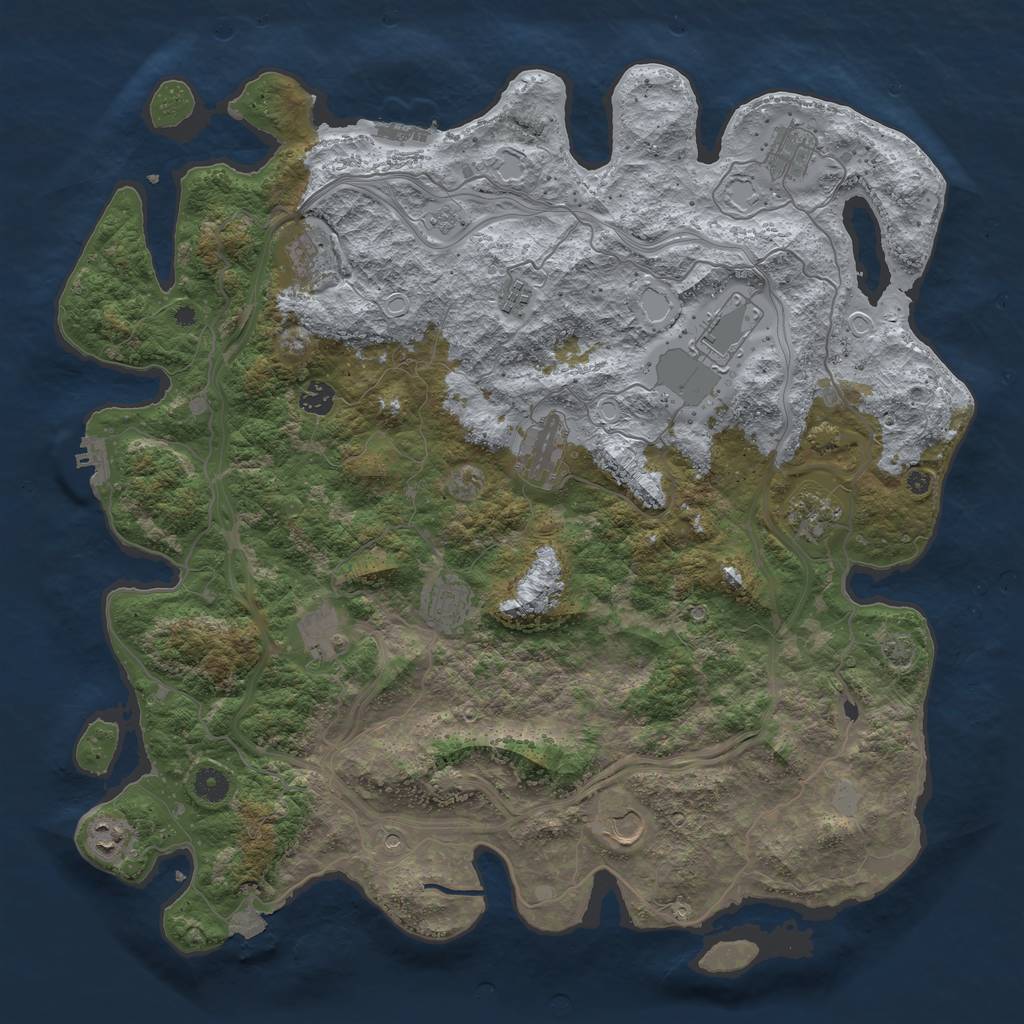 Rust Map: Procedural Map, Size: 4500, Seed: 342608584, 19 Monuments