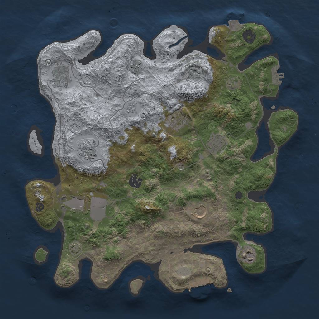 Rust Map: Procedural Map, Size: 3600, Seed: 1721635925, 17 Monuments