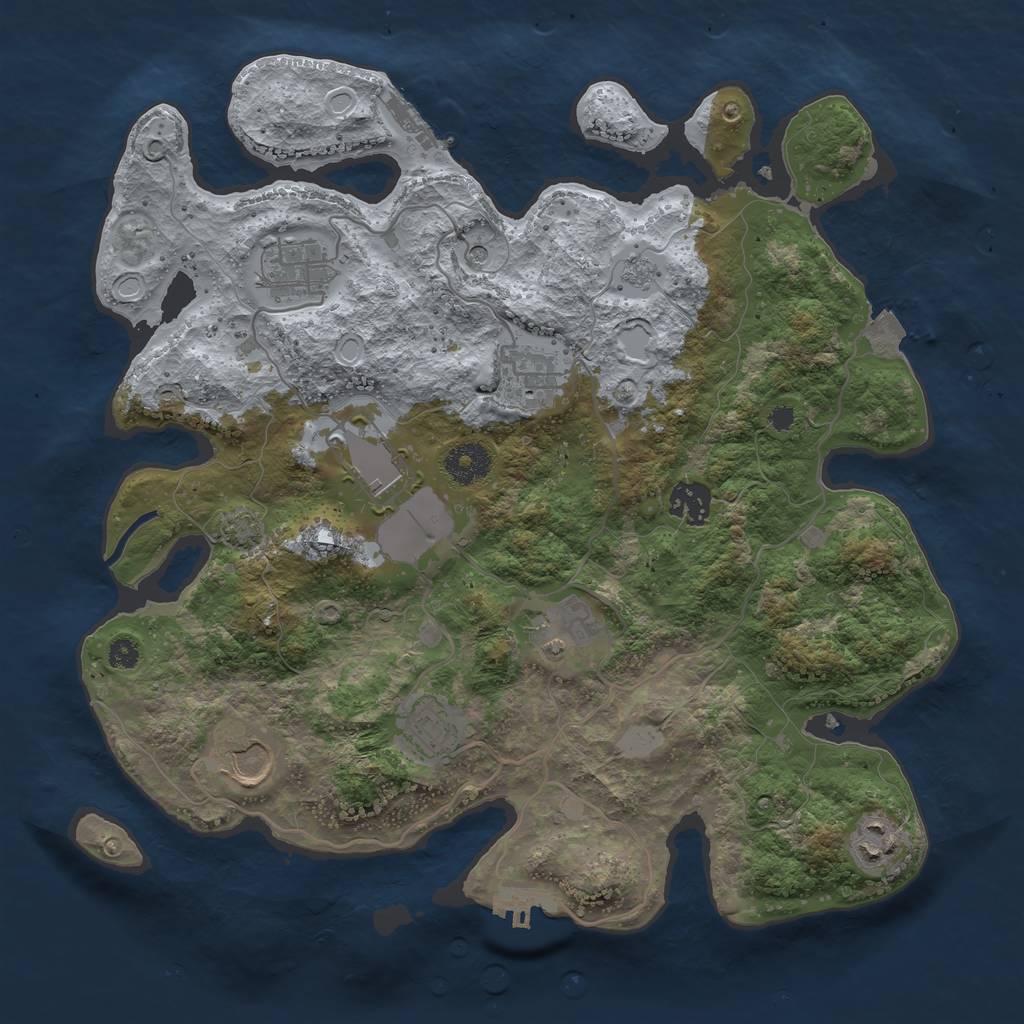 Rust Map: Procedural Map, Size: 3500, Seed: 438173, 16 Monuments