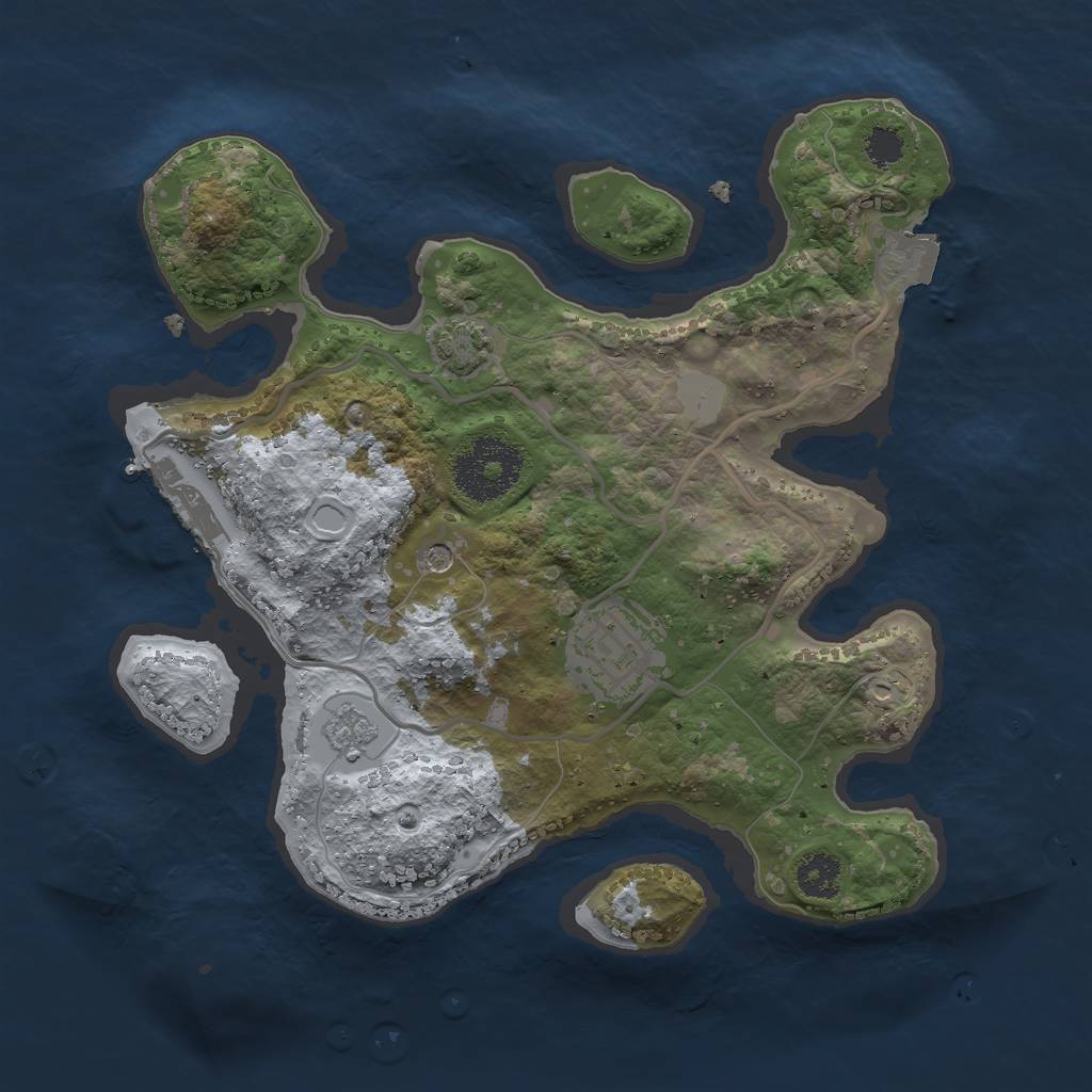 Rust Map: Procedural Map, Size: 2500, Seed: 1025924086, 8 Monuments