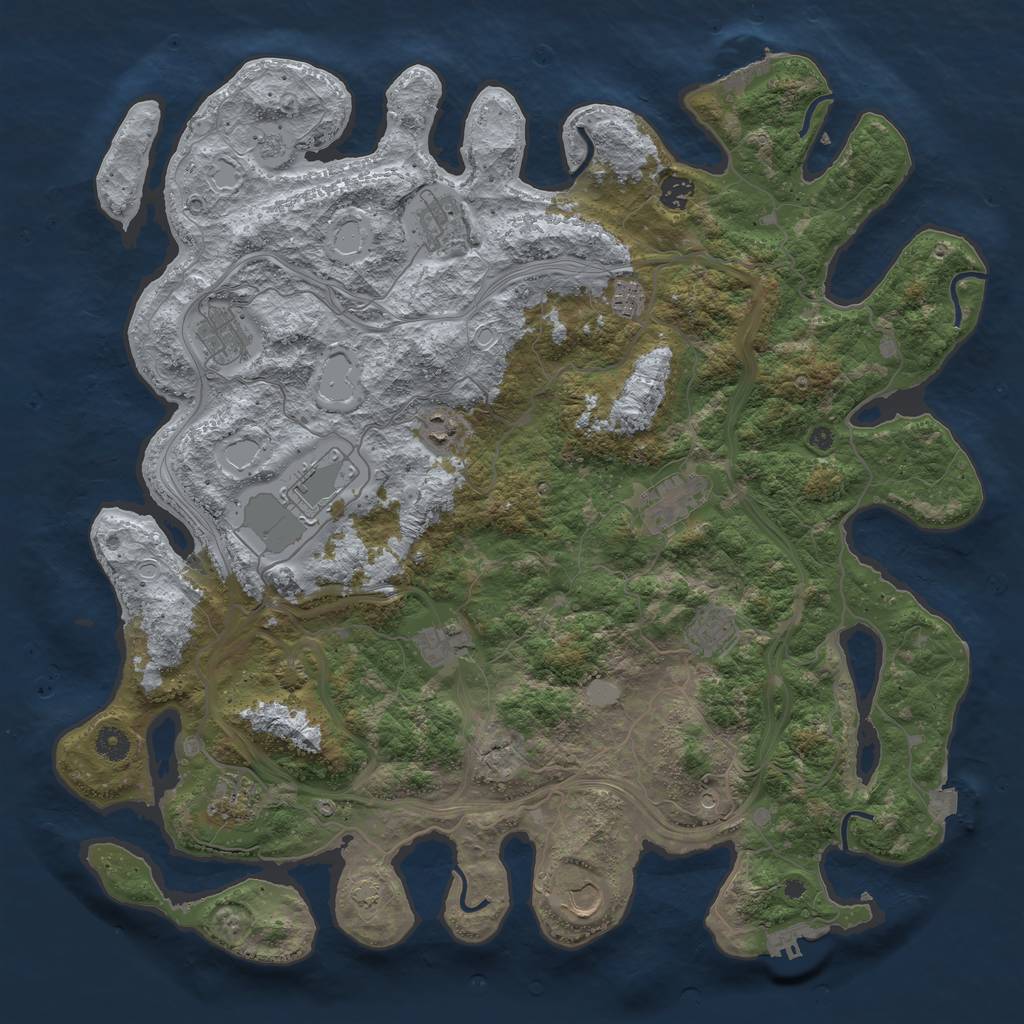 Rust Map: Procedural Map, Size: 4500, Seed: 1230203445, 19 Monuments