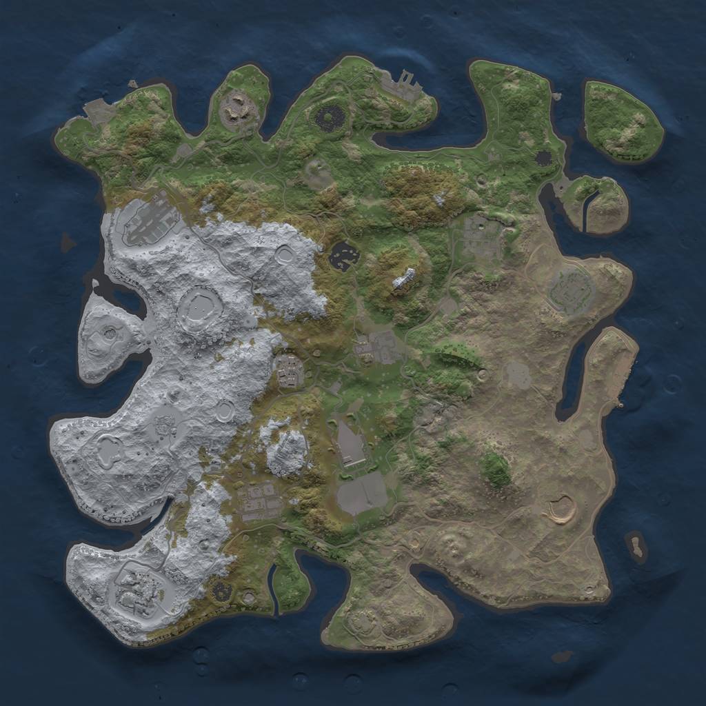 Rust Map: Procedural Map, Size: 3700, Seed: 991865003, 19 Monuments