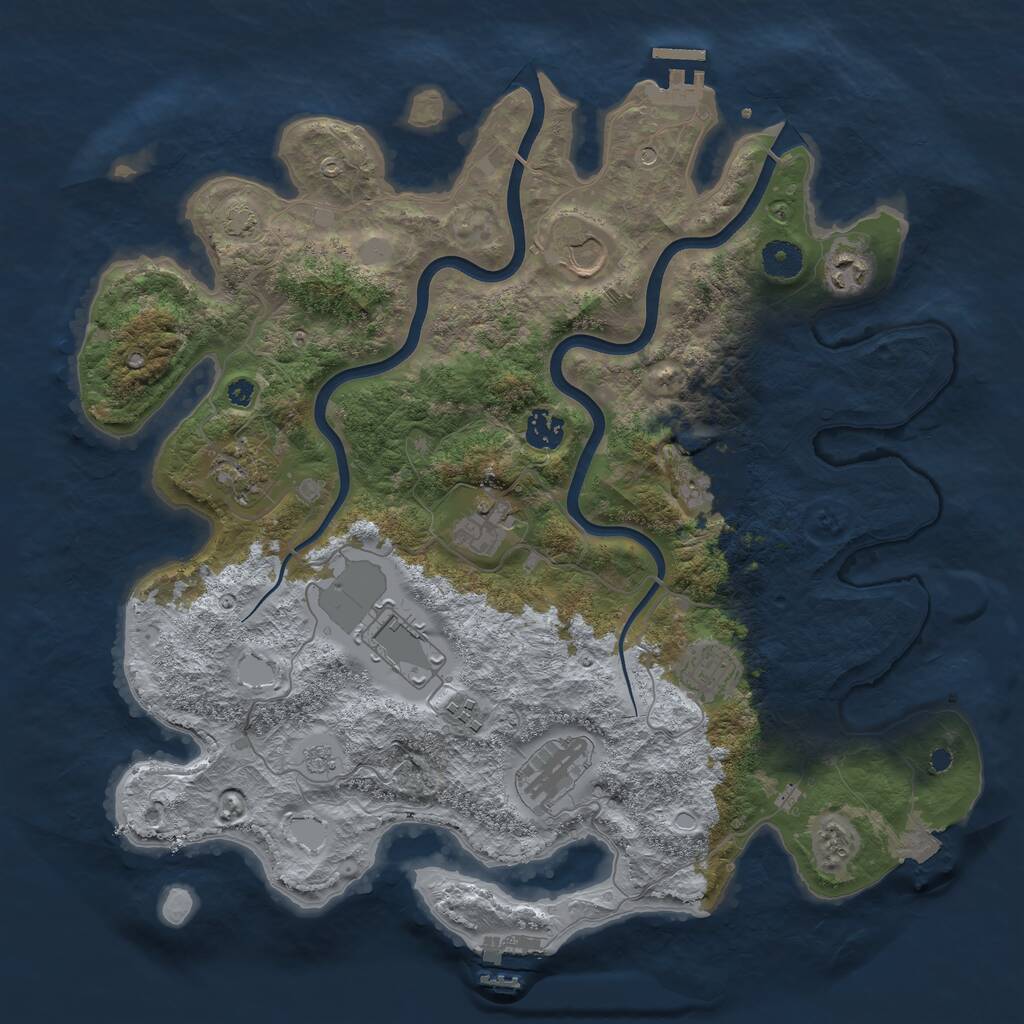 Rust Map: Procedural Map, Size: 3900, Seed: 436850932, 16 Monuments