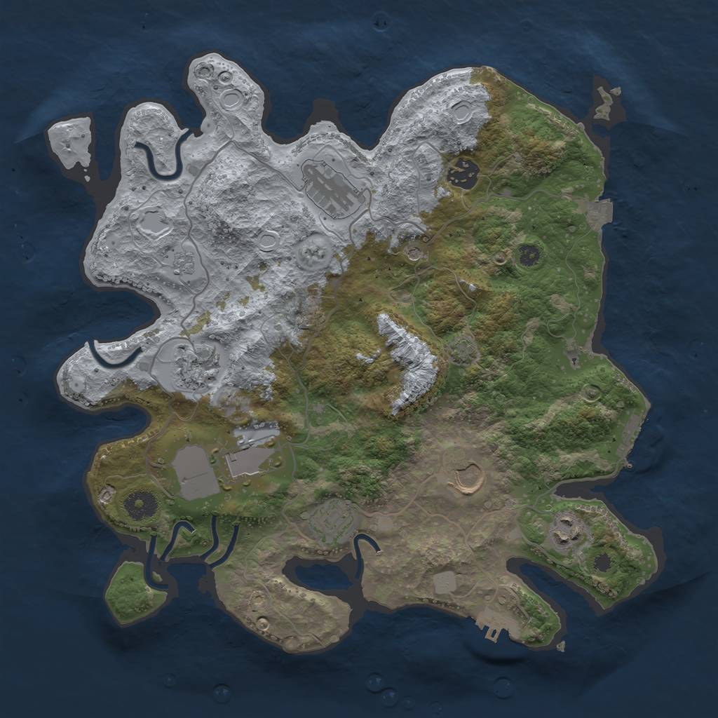 Rust Map: Procedural Map, Size: 3500, Seed: 1459708675, 15 Monuments