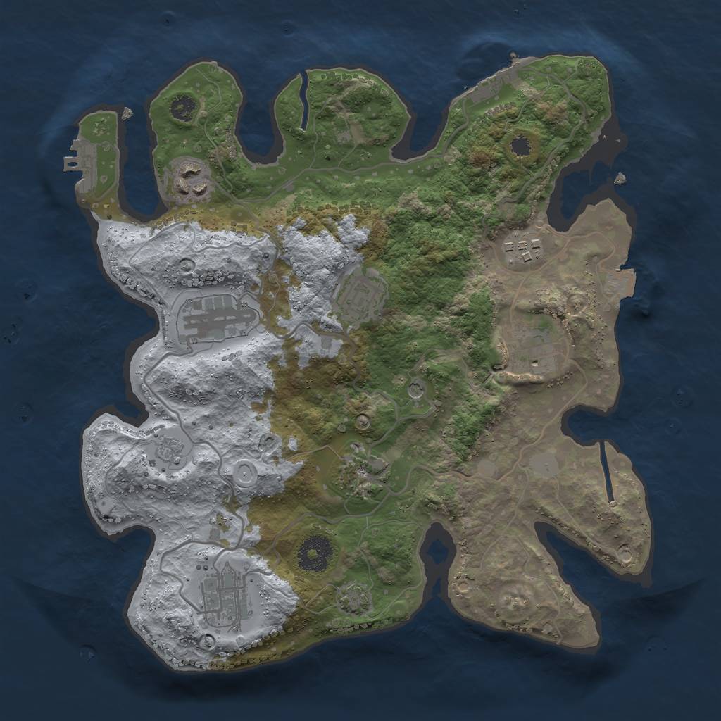 Rust Map: Procedural Map, Size: 3000, Seed: 1264429994, 15 Monuments